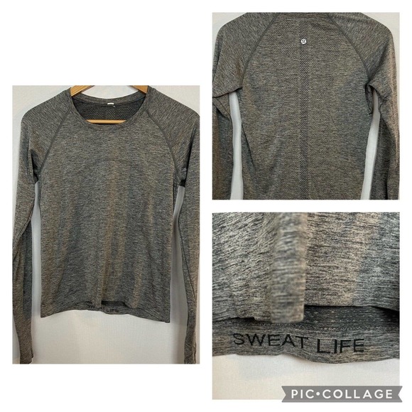lululemon athletica Tops - Lululemon Swiftly Tech Long Sleeve Shirt Gray Womens Size 8 Thumbholes Yoga